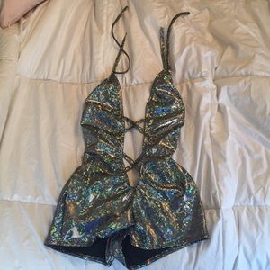 Holographic rave bodysuit