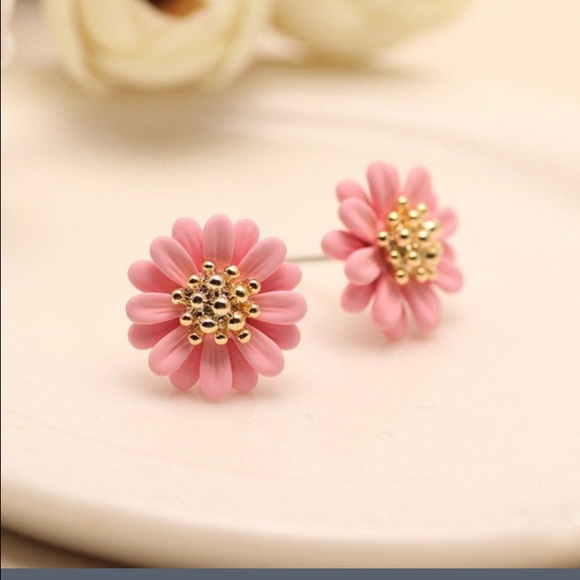 18k plated sunflower earrings pink