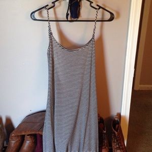 Long striped dress with open back.