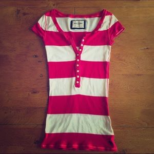 Pink and White Striped Abercrombie Top