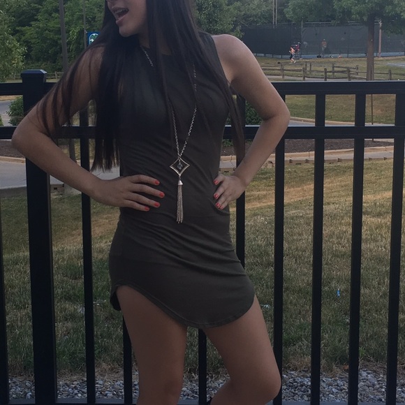 Olive green slim dress