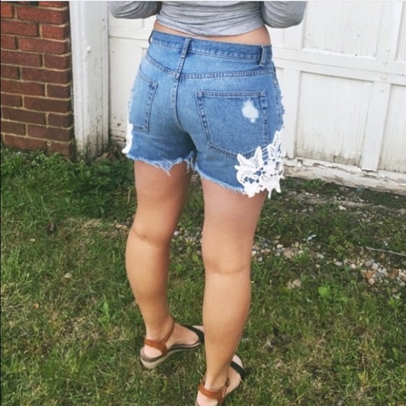Denim and lace shorts! - Picture 2 of 2