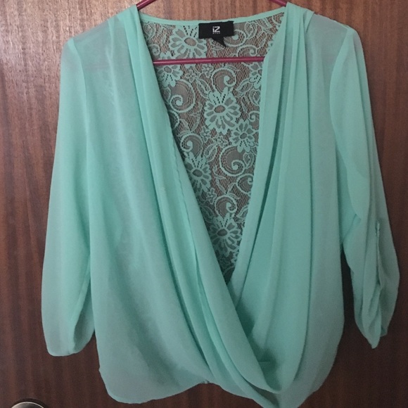 Mint green chevron top