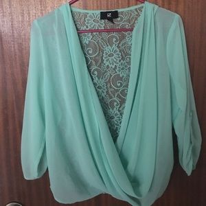 Mint green chevron top