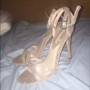 Sparkling rose gold heels