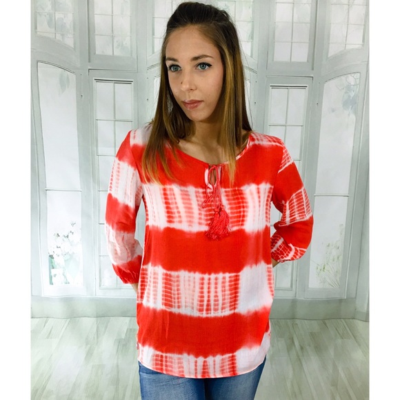 Pastel Tie Dye Salmon Blouse - Picture 2 of 6