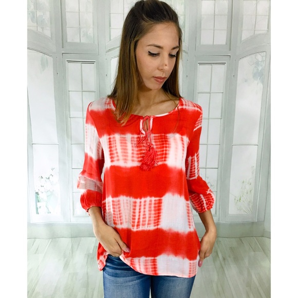 Pastel Tie Dye Salmon Blouse - Picture 3 of 6