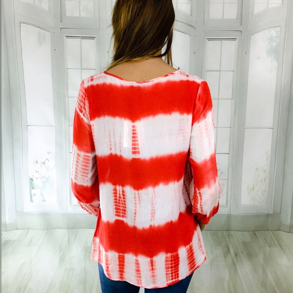 Pastel Tie Dye Salmon Blouse - Picture 4 of 6