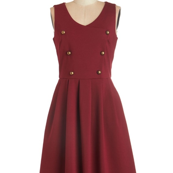 Classy Red Button Dress - Picture 4 of 5