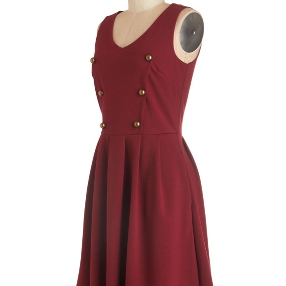 Classy Red Button Dress - Picture 5 of 5