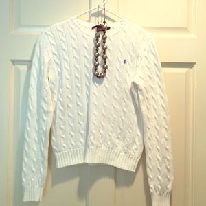 Ralph Lauren White Cable Knit Sweater