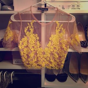 For love of lemons sheer back top & matching skirt