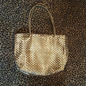 BNWOT METALLIC GOLD BASKETWEAVE TOTE