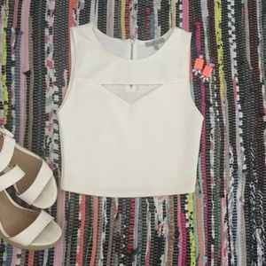 White Cutout Crop Top
