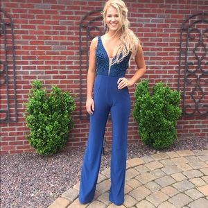 sherri hill white jumpsuit