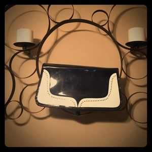 Vintage white and blue plastic clutch