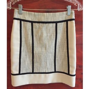 Ann Taylor Petite Cream and Black Pencil Skirt