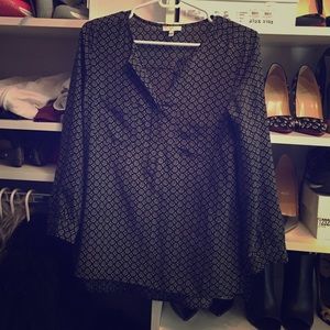 Joie silk patterned top - black and white