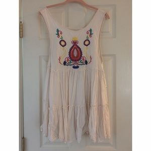 Embroidered, backless mini dress