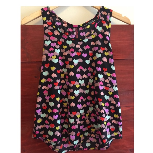 Multicolored Heart Print Swing Tank Top - Picture 1 of 4