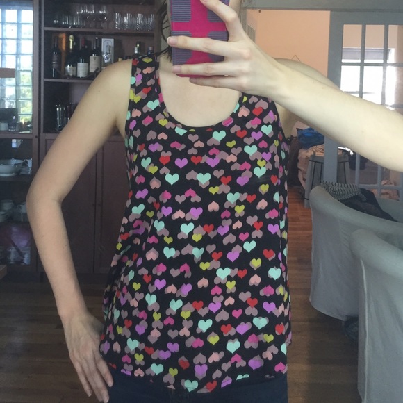 Multicolored Heart Print Swing Tank Top - Picture 3 of 4