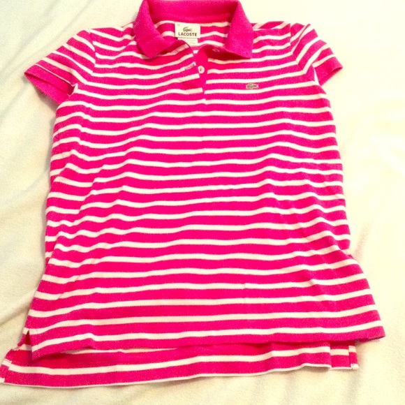 Pink striped Lacoste polo!