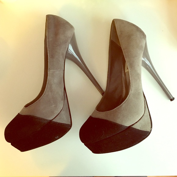 Black and Grey Suede Steve Madden heels