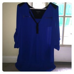 Blouse. Blue and black.