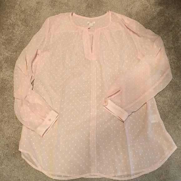 J crew factory polka dot blouse in blush NWOT