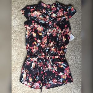 Black floral romper
