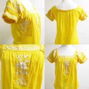 Boho Chic J Crew Factory Happy Yellow Peasant Top