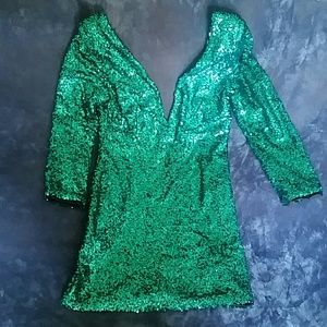 Sequined green party dress