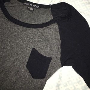Cute grey and black baseball tee