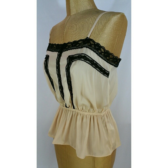 ASOS blush pink silky cami with lace trim sz 2