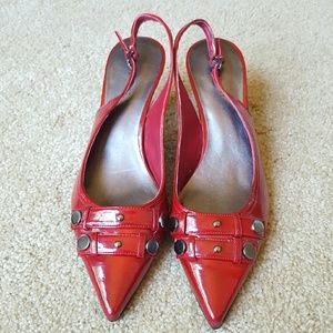 Nine West Red Close-toed Slingback Heels
