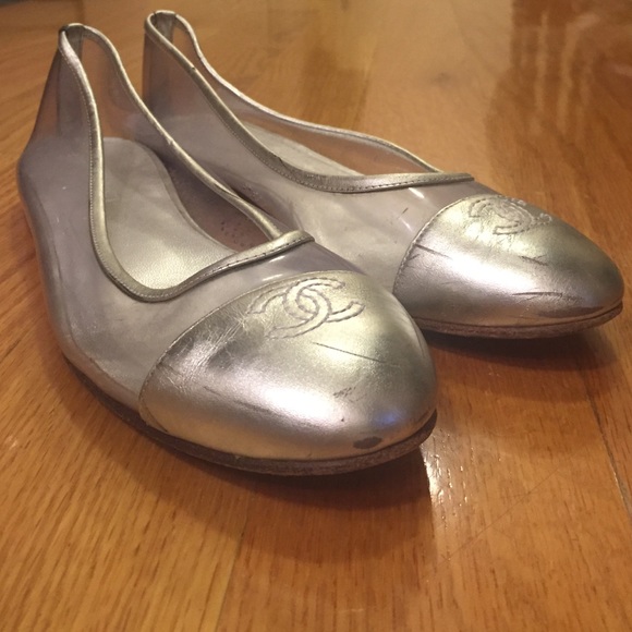 Chanel CC Logo Cap Toe Clear Plastic Ballet flats - Picture 3 of 4