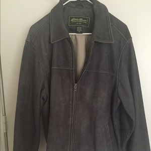 Gray leather coat, size XL