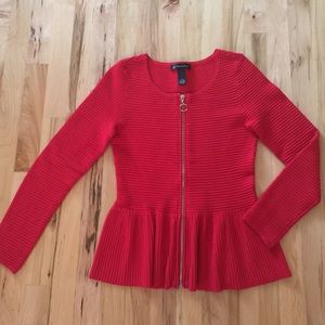 INC Zip Peplum Cardigan Sweater