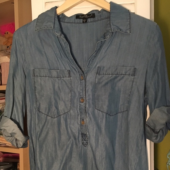 Denim half button down - Picture 2 of 2