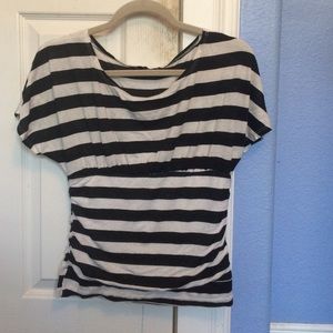 Black and white striped blouse