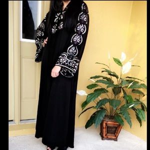 Embroidered dubai embellished abaya maxi