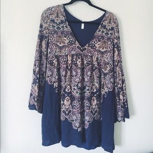 Free People Floral Bell Sleeve Dress