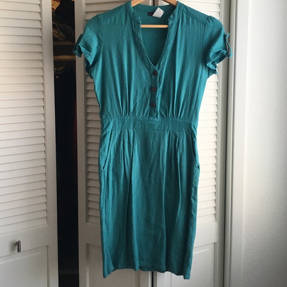 Teal, linen dress