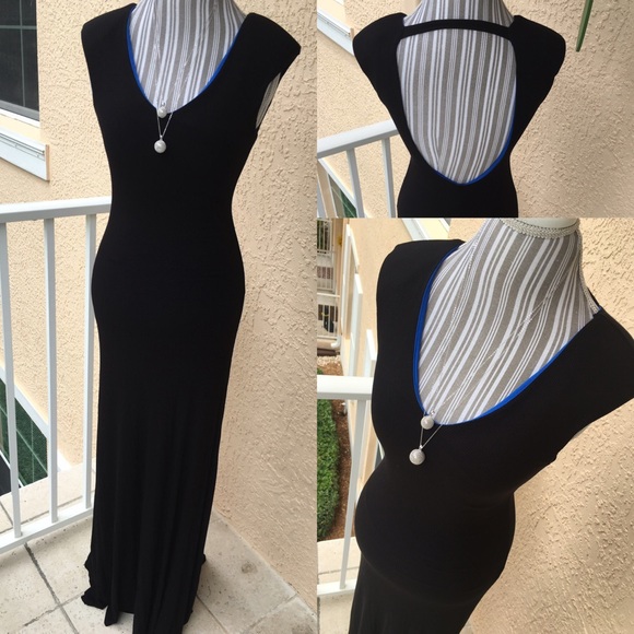 One Small Left! Black/Blue Ribbed Maxi Dress - Picture 2 of 4