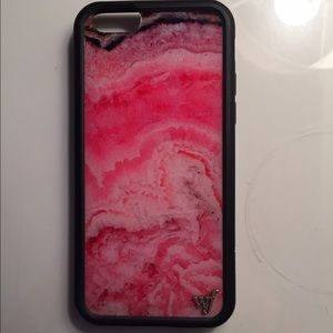 Pink marble wildflower phone case