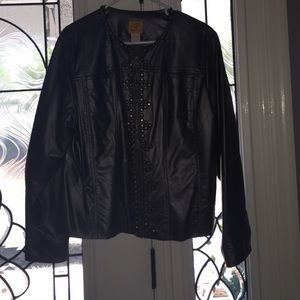 Dark steel gray leather jacket