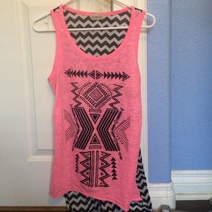 Pink Tribal Print Tank Top