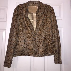 Snake print leather jacket