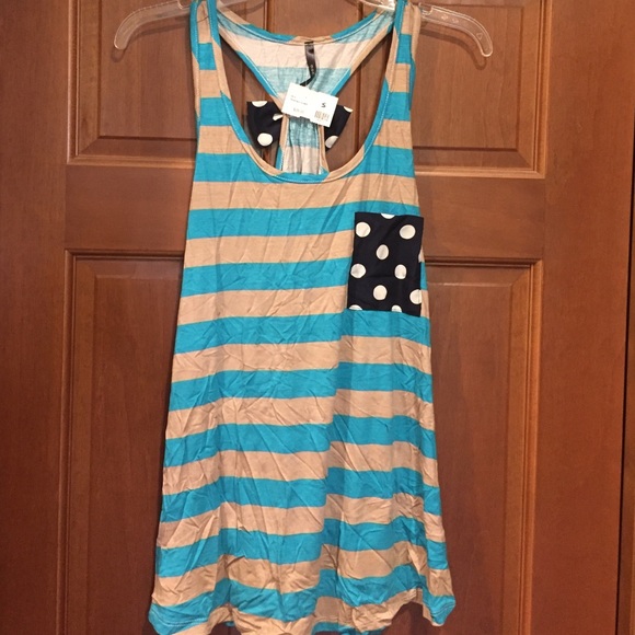 NWT Teal striped tank top