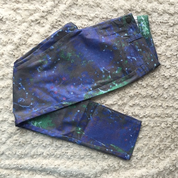 Blue/Green Snakeskin Patterned Skinny Jeans